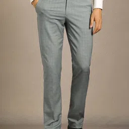 Louis Philippe Men Checked Slim Fit Mid-Rise Trousers-picture-30