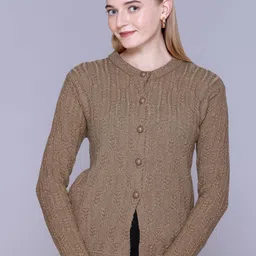 FIRST SLEEP Women Round Neck Woollen Cardigan-image-31