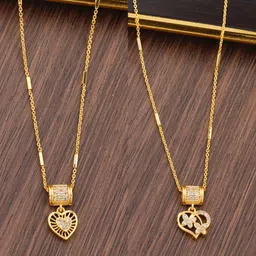 Boghra Sales Set Of 2 Gold-Plated Alloy American Diamond Necklace-picture-38