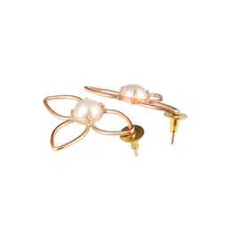 DressBerry Gold-Plated Stones Studded Floral Shaped Drop Earrings image 3