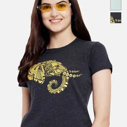 Tromko Women Pack of 3 Graphic Printed Round Neck Cotton Regular Fit T-shirts-image-41