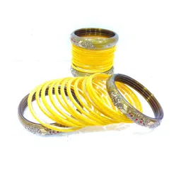SAVORADE Set Of 28 Yellow Glass Bangle-picture-37