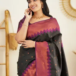 KALINI Woven Design Zari Silk Blend Banarasi Saree image 5