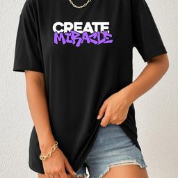 szn Women Black Trendy Graphic Printed Drop Shoulder Oversized T-Shirt-picture-34