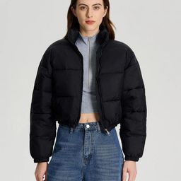 Kotty Women Black Crop Puffer Jacket-picture-15