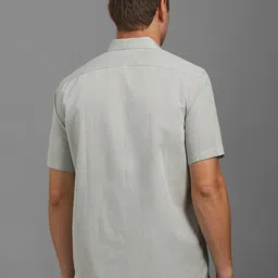 Louis Philippe Men Classic Fit Spread Collar Solid Cotton Linen Casual Shirt image 5