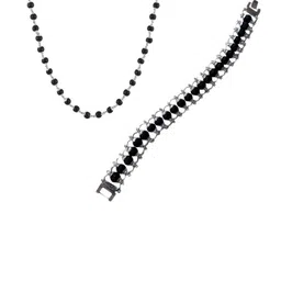 Uniqon Karungali Beads Stainless Steel Jewellery Set-picture-20