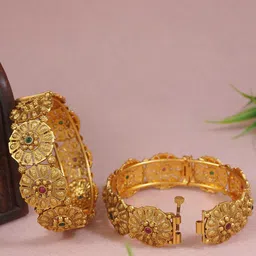 SGA FASHION Set Of 2 Gold-Plated AD Studded Bangles-picture-24