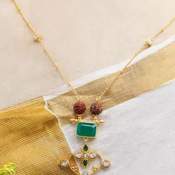 Unniyarcha 92.5 Silver Gold-Plated Stones Studded Sitayan Rudraksh Necklace image 3