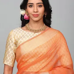 Exotic India Striped Zari Art Silk Banarasi Saree image 2