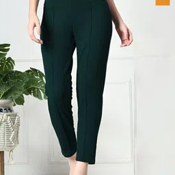 Brainbees Women Pack of 2 Smart Slim Fit High-Rise Flat-Front Regular Trousers-image-94