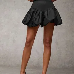 tabadtod Women Solid Regular Black Skirt image 4