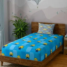 STELLAR HOME Minions Blue Printed 144 TC Single Bedsheet Set 1.50 m x 2.24 m-picture-38
