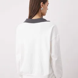 Trendyol Women Cotton Colourblocked Shirt Collar Long Sleeves Sweatshirt image 4