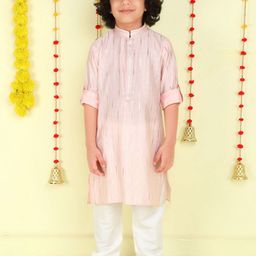 Ministitch Boys Striped Mandarin Collar Straight Kurta With Pyjamas-picture-44