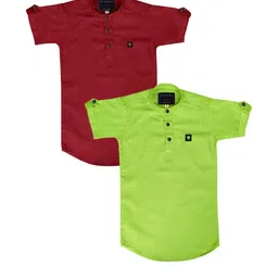OJ TREND Kids-Boys Maroon Kurtas-picture-6