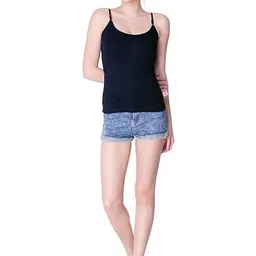 WellFitLook Women Pack Of 3 Black Cotton Solid Casual Camisoles-picture-11