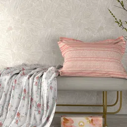 Pure Decor Peach Floral Printed 260 TC Cotton Queen Size Bedsheet Set 2.28 m x 2.54m-picture-10