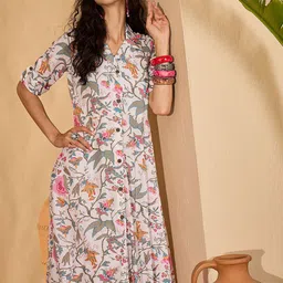 Sangria Floral Printed Fit & Flare Midi Dress image 4