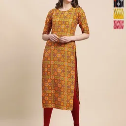 Ethnic basket Women Pack Of 4 Ethnic Motifs Printed Crepe Kurta-picture-21