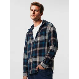 WROGN Men Comfort Tartan Checks Opaque Checked Casual Shirt image 1