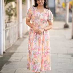 HAY Floral Print Cowl Neck Puff Sleeve Maternity Maxi Dress-picture-14