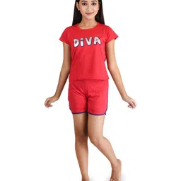 Clothe Funn Girls Printed Round Neck Short Sleeves Pure Cotton T-Shirt With Shorts-picture-33