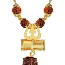Divine souvenirs Unisex Gold-Plated Rudraksha Beaded Statement Chain-picture-13