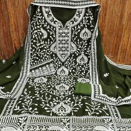 Lilots Embroidered Unstitched Dress Material image 3