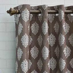Ariana Brown & Silver-Toned Ethnic Motifs Room Darkening Long Door Curtain-image-73