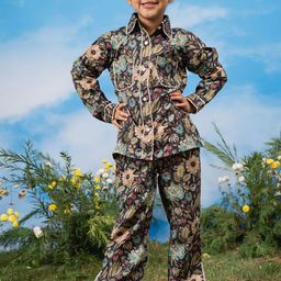 VASTRAMAY Girls Floral Printed Long Sleeves Shirt With Trousers-picture-3