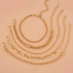 Jewels Galaxy Set Of 5 Gold-Plated Wraparound Bracelet-picture-12