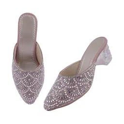 GaurLax Mart Embellished Party Block Mules image 3