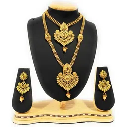 Women Click Set Of 2 Gold-Plated Stone-Studded Jewellery Set image 2