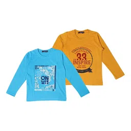 NeuVin Kids Pack Of 2 Typography Printed Round Neck Long Sleeves Cotton T-shirts-picture-47