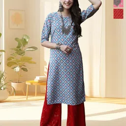 HERE&NOW Women Pack of 3 Ethnic Motifs Printed Crepe Kurta-picture-23