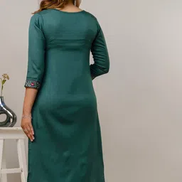 AUZAAI COLLECTION Selection Of 2 Floral Embroidered Thread Work A-Line Pure Cotton Kurtas image 3