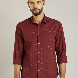 Indian Terrain Men India Slim Spread Collar Micro Ditsy Printed Slim Fit Casual Shirt-picture-40