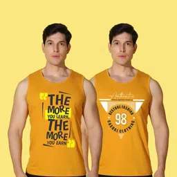 WOOSTRO Men Pack of 2 Typography Printed Round Neck Cotton Slim Fit Sports T-shirts image 3