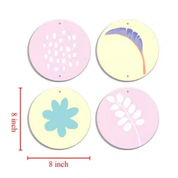 OLIVE TREE Pink & Yellow Set Of 4 Wooded Tree Wall Hanging image 2