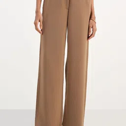AND Women Mid-Rise Wide Leg Parallel Trousers-image-61