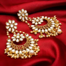 Anouk Gold Plated Kundan Studded Crescent Shaped Chandbalis-picture-27