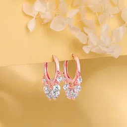 GIVA Rose Gold-Plated Silver Circular Artificial Stones Studded Hoop Earrings-picture-41
