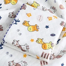 Reexplore Infants White Giraffe Printed 120 GSM Knitted Cotton Swaddle Cloth Sheet-picture-32