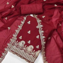 LeeliPeeri Designer Embroidered Unstitched Dress Material-picture-3