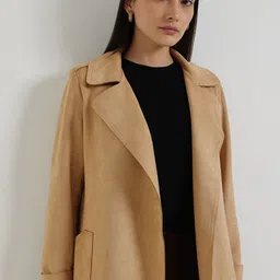 FableStreet Women Suede Longline Tailored Jacket image 3