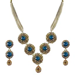 Vidhya Kangan Women Turquoise Blue Jewellery Set-picture-16