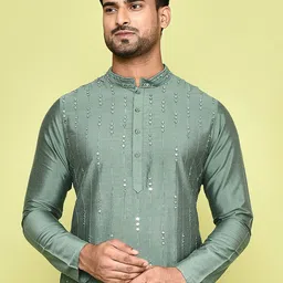 Arihant Rai Sinha Men Embroidered Regular Mirror Work Kurta with Trousers image 2
