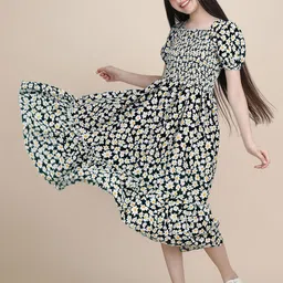 Pinly Floral Print Crepe Fit & Flare Midi Dress-picture-42
