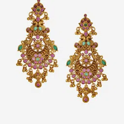 Kushal's Fashion Jewellery Gold-Plated Ruby Studded Classic Drop Earrings image 3